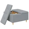 Image de vidaXL Pouf de Rangement avec Coussin Gris Clair 80 x 80 x 45 cm Tissu, Ottoman Moderne, Robuste, avec Un Dessus capitonné, Assise Multifonction, Rangement, déco Minimaliste