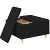 Image de vidaXL Pouf de Rangement avec Coussin Noir 80 x 80 x 45 cm Tissu, Ottoman Moderne, Robuste, avec Un Dessus capitonné, Assise Multifonction, Rangement, déco Minimaliste