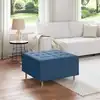 Image de vidaXL Pouf de rangement avec coussin Bleu 80 x 80 x 45 cm tissu