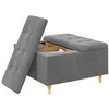 Image de vidaXL Pouf de Rangement Gris foncé 80 x 80 x 45 cm Velours, Ottoman Moderne, Robuste, avec Un Dessus capitonné, Assise Multifonction, Rangement, déco Minimaliste