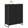Image de vidaXL Cabinet à chaussures avec stockage Chêne noir 79 x 36 x 100 cm, Meuble de rangement pratique, organisateur d'entrée durable, porte-chaussures rectangulaire, mobilier intérieur compact