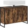 Image de vidaXL Cabinet de Salle de Bain avec Porte Chêne Fumé 90 x 30 x 60 cm, Rangement élégant pour Salle de Bain, Cabinet rectangulaire en Bois, Meuble Moderne pour Les Affaires de Toilette