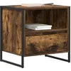 Image de vidaXL Table de chevet avec tiroir 2 pcs Chêne Fumé 50 x 39,5 x 50 cm, Design de chambre, disposition rectangulaire, style industriel, matériaux durables pour espaces contemporains et réglages fonctio