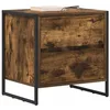 Image de vidaXL Table de Chevet avec tiroir 2 pcs Chêne Fumé 50 x 39,5 x 50 cm, Table de Chevet Industrielle, Table de Nuit compacte, Meuble rectangulaire, déco pour Petits espaces