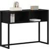 Image de vidaXL Table d'appoint Chêne Noir 100 x 36 x 75 cm Bois d'ingénierie, Table d'appoint Industrielle, rectangulaire et compacte, pour Un Salon Moderne, Meuble Multifonctionnel