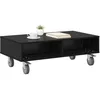 Image de vidaXL Table d'appoint avec Roues Chêne Noir 90 x 50 x 30 cm, Table d'appoint rectangulaire pour Salon, Rangement Pratique, Chevet Mobile au Design Moderne et épuré
