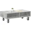 Image de vidaXL Table d'appoint avec Roues Gris béton 90 x 50 x 30 cm, Table d'appoint rectangulaire pour Salon, Rangement Pratique, Chevet Mobile au Design Moderne et épuré