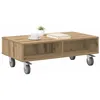 Image de vidaXL Table d'appoint avec Roues Chêne Artisanal 90 x 50 x 30 cm, Table de Salon Mobile, Design rectangulaire Moderne, Grand Rangement, Table de Nuit avec Roues verrouillables, Accent Fonctionnel