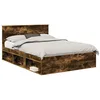 Image de vidaXL Cadre de lit Chêne fumé 140 x 200 cm Bois d'ingénierie, Chambre Moderne, lit rectangulaire, Cadre Solide, mobilier Minimaliste, literie élégante, Style et Confort