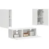 Image de vidaXL Ensemble de Meuble TV Mural 4 pcs Blanc Bois d'ingénierie, Salon Moderne, Meuble TV rectangulaire Durable avec étagères murales, Solution de Rangement Pratique