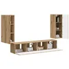 Image de vidaXL Ensemble de meuble TV mural Montage mural 4 pcs Chêne artisanal, Mobilier moderne pour salon, Centre de divertissement stylé, Solution de rangement média polyvalente, Unité d'affichage décorati