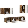 Image de vidaXL Ensemble de Meuble TV Mural 4 pcs Chêne fumé Bois d'ingénierie, Ensemble de Meubles Polyvalent, Salon Moderne, Design Fonctionnel pour Maison contemporaine, Rangement stylé, Assise Confortable
