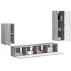 Image de vidaXL Ensemble Meuble TV 4 pcs Gris Sonoma Bois d'ingénierie, Solutions de Rangement pour Le Salon, Cabinet Flottant Moderne, étagère rectangulaire, Organisateur multimédia