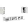 Image de vidaXL Ensemble Meuble TV 3 pcs Blanc Brillant Bois d'ingénierie, Salon, Solution de Rangement Moderne, Meuble TV rectangulaire, unité Murale, Console multimédia compacte