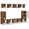Image de vidaXL Ensemble Meuble TV 5 pcs Chêne fumé Bois d'ingénierie, Salon, Meuble TV Moderne, Design rectangulaire, Montage Mural, étagères Pratiques, Solutions de Rangement stylées