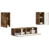 Image de vidaXL Ensemble Meuble TV 4 pcs Chêne fumé Bois d'ingénierie, Ensemble de Meubles Moderne, déco stylée, Rangement Pratique pour Le Salon, Centre de Divertissement Polyvalent, Design Intelligent
