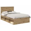 Image de vidaXL Cadre de lit Chêne Artisan 135 x 190 cm Bois de pin Massif, Cadre de lit rectangulaire Moderne, en pin Durable, Design Simple à Lattes, Meuble Fonctionnel pour la Chambre