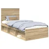 Image de vidaXL Cadre de lit Chêne Sonoma 75 x 190 cm Bois de pin Massif, Cadre de lit rectangulaire Moderne, en pin Durable, Design Simple à Lattes, Meuble Fonctionnel pour la Chambre
