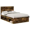 Image de vidaXL Cadre de lit Chêne fumé 120 x 190 cm Bois de pin Massif, Cadre de lit Minimaliste, Style Moderne, Bois Artisanal, Meuble Pratique pour Le Confort et Les Nuits paisibles