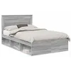 Image de vidaXL Cadre de lit avec tiroir Gris Sonoma 135 x 190 cm Pin Massif