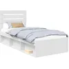 Image de vidaXL Cadre de lit avec tête de lit Blanc 100 x 200 cm Pin Massif, Cadre de lit Moderne, Design en Bois Massif, Lignes épurées, Meuble Durable, Essentiel pour Une Chambre Confortable