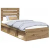 Image de vidaXL Cadre de lit Chêne Artisan 90 x 190 cm Pin Massif, Cadre de lit Moderne, Design en Bois Massif, Lignes épurées, Meuble Durable, Essentiel pour Une Chambre Confortable