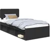 Image de vidaXL Cadre de lit avec tête de lit Noir 75 x 190 cm Pin Massif, Cadre de lit rectangulaire Chic, Design Moderne, Bois Massif, Confortable pour Bien Dormir