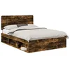 Image de vidaXL Cadre de lit Chêne fumé 140 x 190 cm Pin Massif, Chambre, Rectangulaire, Style Moderne, Construction Durable, pour Un Mode de Vie Contemporain, Design Compact, Agencement Polyvalent