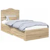 Image de vidaXL Cadre de lit Chêne Sonoma 100 x 200 cm Bois d'ingénierie, Cadre de lit rectangulaire Chic, Bois conçu, Solution de Rangement, Confortable, Facile à Monter, Gain de Place