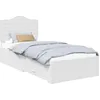 Image de vidaXL Cadre de lit avec tiroir Blanc 90 x 190 cm Bois d'ingénierie, Cadre de lit rectangulaire Chic, Bois conçu, Solution de Rangement, Confortable, Facile à Monter, Gain de Place