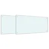 Image de vidaXL Protection de Cuisine 2 pcs Blanc 100 x 50 cm Verre trempé, Décor de Cuisine Chic, crédence Moderne, Protection résistante, Panneau en Verre, Lignes nettes pour Votre Espace Cuisine