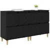 Image de vidaXL Buffets 2 pcs Chêne Noir 60 x 35 x 70 cm Bois d'ingénierie, Buffet de Salle à Manger, Design Moderne, Rangement de Cuisine, Style Minimaliste, Bois Durable