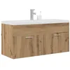 Image de vidaXL Cabinet de Salle de Bain Chêne Artisanal 100 x 38,5 x 46 cm, Meuble de Salle de Bain Moderne, Mural rectangulaire, Rangement Minimaliste, Organisateur Efficace, Bois Design