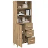 Image de vidaXL Haut Armoire avec tiroir Chêne Artisanal 69,5 x 32,5 x 180 cm, Salle à Manger, Meuble Moderne, Buffet rectangulaire, Rangement Fonctionnel, déco Minimaliste, unité d'affichage stylée
