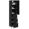Image de vidaXL Haut Armoire Chêne Noir 34,5 x 34 x 180 cm Bois d'ingénierie, Unité de Rangement rectangulaire stylée, Buffet Durable, Haute Armoire Moderne, Solution Chic d'organisation intérieure