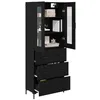 Image de vidaXL Haut Armoire avec tiroir 2 pcs Chêne Noir Bois d'ingénierie, Buffet élégant, Meuble Mural rectangulaire pour Un Salon organisé, Style Moderne à la Maison