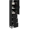 Image de vidaXL Haut Armoire Chêne Noir 34,5 x 34 x 180 cm Bois d'ingénierie, Meubles de Rangement rectangulaires Modernes, Buffet élégant, Espace intérieur, Cabinet d'affichage pour la Salle à Manger