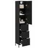 Image de vidaXL Haut Armoire Chêne Noir 34,5 x 34 x 180 cm Bois d'ingénierie, Vaisselier Rectangulaire, Range-Tout Moderne, Grand Espace, Décor Pratique pour Votre Salle à Manger