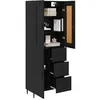 Image de vidaXL Haut Armoire avec tiroir 2 pcs Chêne Noir Bois d'ingénierie, Meuble de Rangement Moderne, Armoire rectangulaire pour Salon, Espace Ample, Design stylé