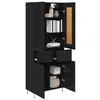 Image de vidaXL Haut Armoire Chêne Noir 69,5 x 34 x 180 cm Bois d'ingénierie, Buffet rectangulaire Moderne, Rangement élégant, Meuble Fonctionnel pour la Salle à Manger