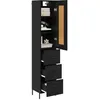 Image de vidaXL Haut Armoire Chêne Noir 34,5 x 34 x 180 cm Bois d'ingénierie, Buffet Moderne, Rangement rectangulaire, élégant et Pratique, Espace Ample, Robuste, Parfait pour Votre Salle à Manger