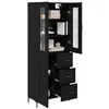 Image de vidaXL Haut Armoire avec tiroir 2 pcs Chêne Noir Bois d'ingénierie, Buffet élégant, Meuble Mural rectangulaire pour Un Salon organisé, Style Moderne à la Maison