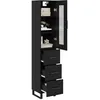 Image de vidaXL Haut Armoire Chêne Noir 34,5 x 34 x 180 cm Bois d'ingénierie, Unité de Rangement élégante, Buffet rectangulaire, Design Moderne, Meuble en Bois Durable, Parfait pour la Maison