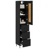 Image de vidaXL Haut Armoire Chêne Noir 34,5 x 34 x 180 cm Bois d'ingénierie, Buffet Rectangle Moderne, Grand Rangement et Affichage, Meuble côté Cuisine, Armoire pour la Maison