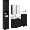 Image de vidaXL Ensemble de mobilier de salle de bain 4 pcs Chêne noir, Salle de bain, Rectangulaire, Rustique, Rangement, Idées d'organisation pour les petits espaces, Étagères ouvertes, Inspiration de design