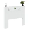 Image de vidaXL Tête de lit Blanc 120 x 16,5 x 103,5 cm Bois d'ingénierie, Harmonie au coucher : Headboard moderne, solution de rangement stylée, éclairage d'ambiance LED, mobilier fonctionnel pour un style de