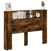 Image de vidaXL Tête de lit Chêne fumé 140 x 16,5 x 103,5 cm Bois d'ingénierie, Harmonie au coucher : Headboard moderne, solution de rangement stylée, éclairage d'ambiance LED, mobilier fonctionnel pour un sty