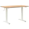 Image de vidaXL Bureau Blanc et Naturel 120 x 60 cm Bois de chêne Massif, Bureau réglable, en Bois Massif, Design Moderne, Table Ergonomique, Espace de Travail Pratique, mobilier de Bureau