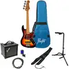 Image de Flight Rock Series Mini JB Bass Sunburst kit de démarrage pour guitare basse électrique