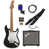 Image de Fazley Sunset Series Dawn HSS 3/4 Black kit de démarrage pour guitare électrique pour enfants